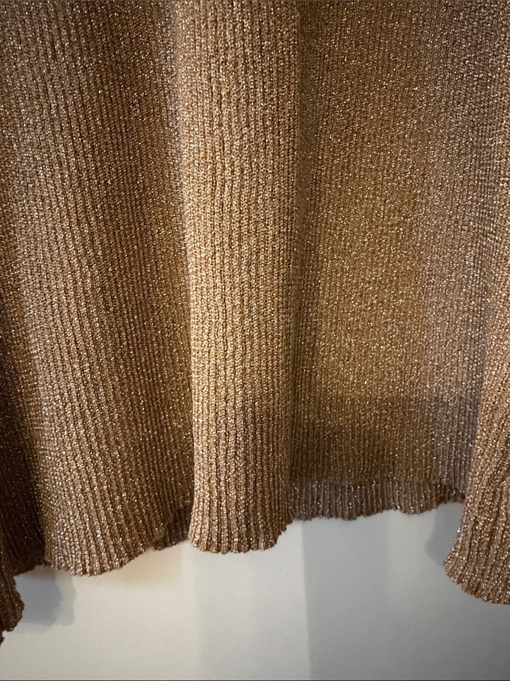 august silk Tan Metallic beautiful Pearl-Embellished Scoop Neck Sweater NWT - Picture 5 of 6